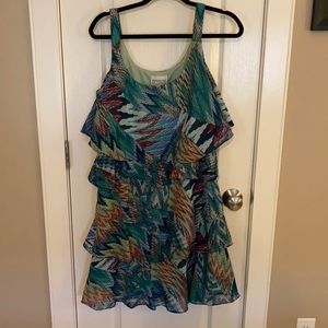 Multicolored sleeveless ruffle dress size 12